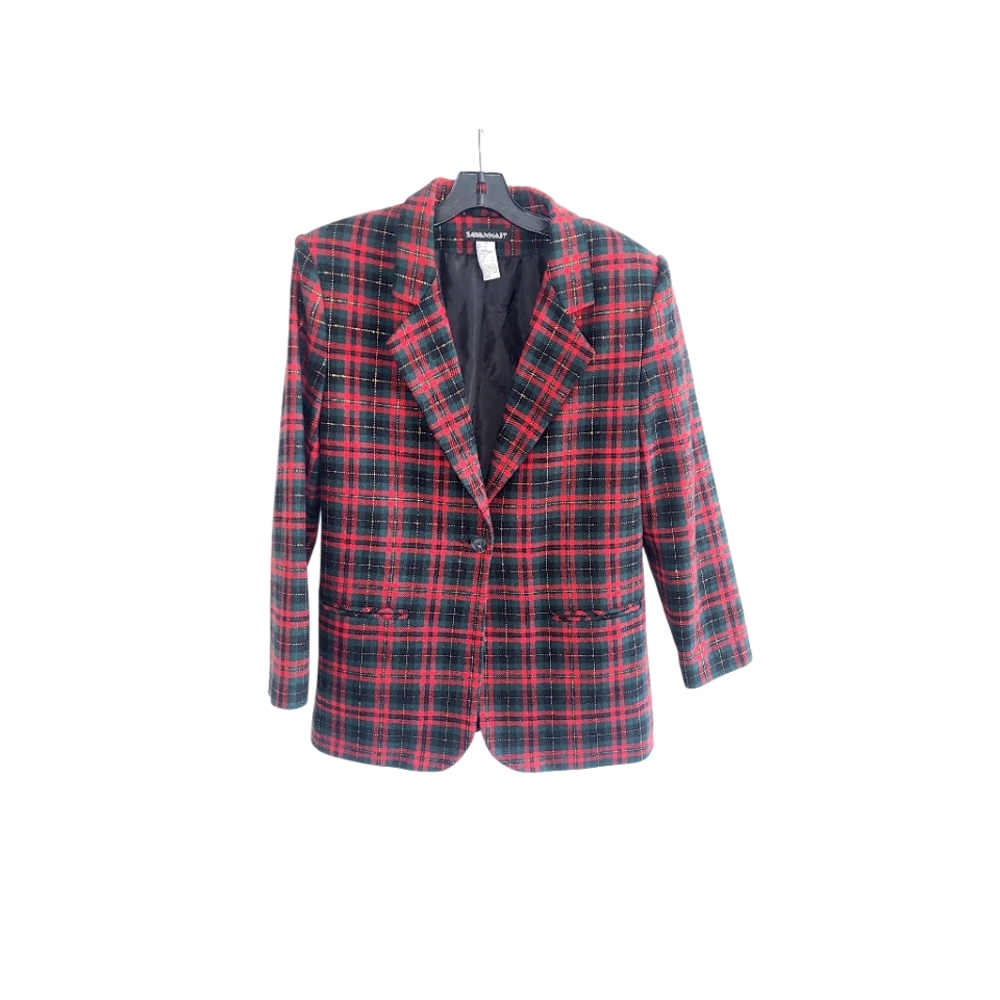Vintage Red and Black Checkered Blazer l SAVVANAH